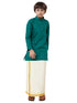 Ramraj Cotton Boys Fantastic Kurta & Cream Dhoti Set Green FS5