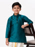 Ramraj Cotton Boys Full Sleeves Dark Green Shiny Kurta K3