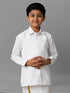 Ramraj Cotton Boys Cotton Full Sleeves White Shirt