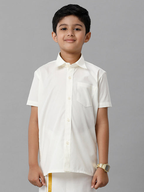 Ramraj Cotton Boy Cream Half Sleeves Shirt