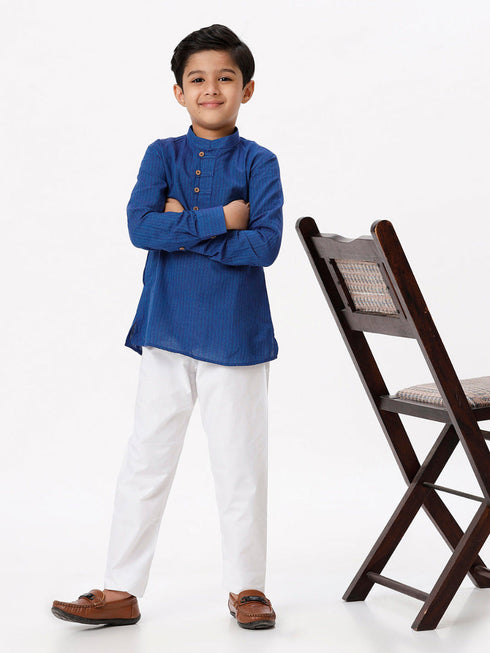 Ramraj Cotton Boys Breeze Cotton Full Sleeves Navy Kurta