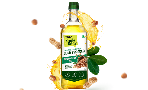 Tata Simply Better Groundnut (Peanut) Oil 1L | 100% Pure | Unrefined & Cold-pressed | Hexane-Free