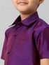 Ramraj Cotton Boys Silk Cotton Violet Half Sleeves Shirt K21