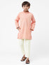 Ramraj Cotton Boys Best Pink Kurta With Cream Pyjama Set BK04