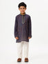 Ramraj Cotton Boys Emerald Full Sleeves Navy Blue Kurta