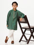 Ramraj Cotton Boys Emerald Full Sleeves Dark Green Kurta