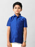 Ramraj Cotton Boys Silk Cotton Light Blue Half Sleeves Shirt K5