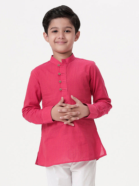 Ramraj Cotton Boys Breeze Cotton Full Sleeves Dark Pink Kurta