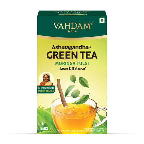 Vahdam Ashwagandha+ Moringa Tulsi Green Tea 18 TB