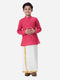 Ramraj Cotton Boys Breeze Cotton Full Sleeves Dark Pink Kurta with Dhoti Combo