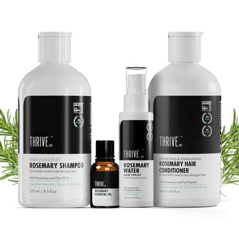 Thriveco Anti Hair Fall Control Kit Rosemary Shampoo Conditioner Essential Oil Water