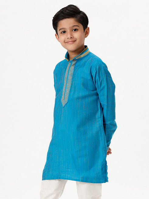 Ramraj Cotton Boys Emerald Full Sleeves Sky Blue Kurta