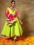 Pomcha Jaipur Guzarish Gulaal Green Cotton Anarkali Set