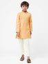 Ramraj Cotton Boys Best Orange Kurta With Cream Pyjama Set BK03