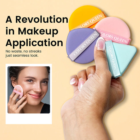 Colors Queen Pack of 4 Makeup Puffs with Powder, Foundation, Concealer & Multipurpose Puff