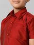 Ramraj Cotton Boys Silk Cotton Red Half Sleeves Shirt K8