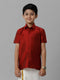 Ramraj Cotton Boys Silk Cotton Maroon Half Sleeves Shirt K7