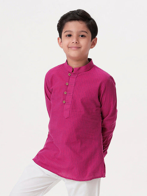 Ramraj Cotton Boys Breeze Cotton Full Sleeves Purple Kurta