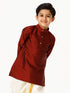 Ramraj Cotton Boys Full Sleeves Maroon Shiny Kurta K7