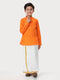 Ramraj Cotton Boys Breeze Cotton Full Sleeves Orange Kurta with Dhoti Combo