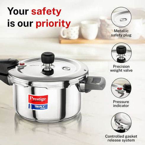 Prestige 3 Litre Triply Svachh Outer Lid Pressure Cooker 3 L