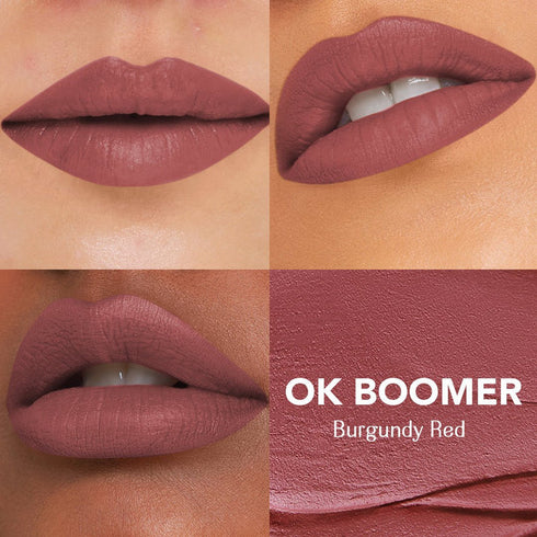 LoveChild OK Boomer | Burgundy Red | Kiss My Sass Velvet Matte Liquid Lipstick