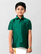 Ramraj Cotton Boys Silk Cotton Dark Green Half Sleeves Shirt K9