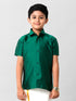 Ramraj Cotton Boys Silk Cotton Dark Green Half Sleeves Shirt K9