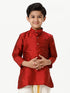 Ramraj Cotton Boys Full Sleeves Red Shiny Kurta K8
