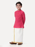 Ramraj Cotton Boys Breeze Cotton Full Sleeves Dark Pink Kurta with Dhoti Combo