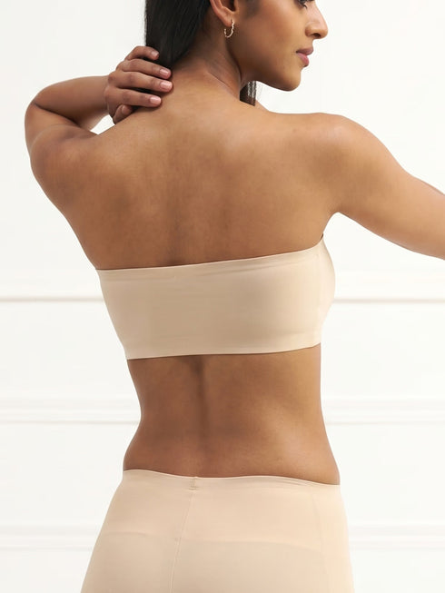 UNDERNEAT Bandeau - No Slip Non-Padded Wireless Seamless Tube Bra - Beige