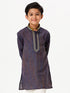 Ramraj Cotton Boys Emerald Full Sleeves Navy Blue Kurta