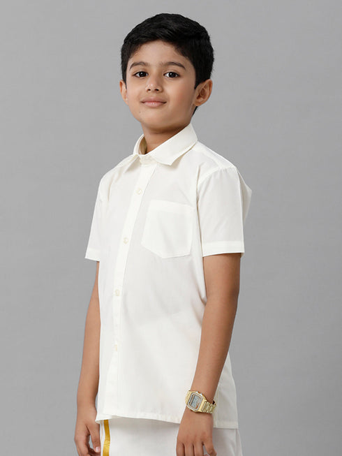 Ramraj Cotton Boy Cream Half Sleeves Shirt
