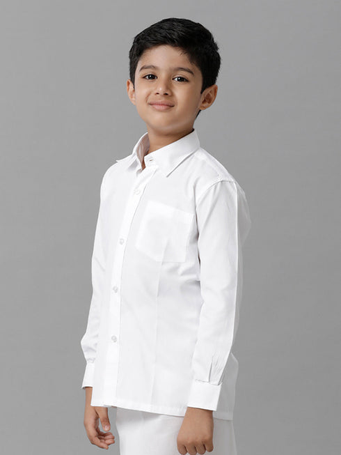Ramraj Cotton Boys Cotton Full Sleeves White Shirt