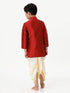 Ramraj Cotton Boys Silk Cotton Full Sleeves Red Kurta with Panchakacham Combo
