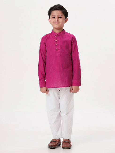 Ramraj Cotton Boys Breeze Cotton Full Sleeves Purple Kurta