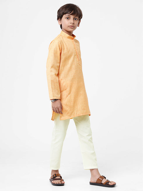 Ramraj Cotton Boys Best Orange Kurta With Cream Pyjama Set BK03