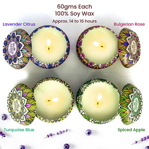 Bryan & Candy Candle for Home Decor Exercise Aromatheraphy Pack of 4 Candles 4 60gm