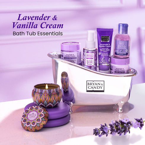 Bryan & Candy Lavender & Vanilla Cream Bath Tub Essentials