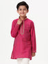 Ramraj Cotton Boys Emerald Full Sleeves Dark Pink Kurta