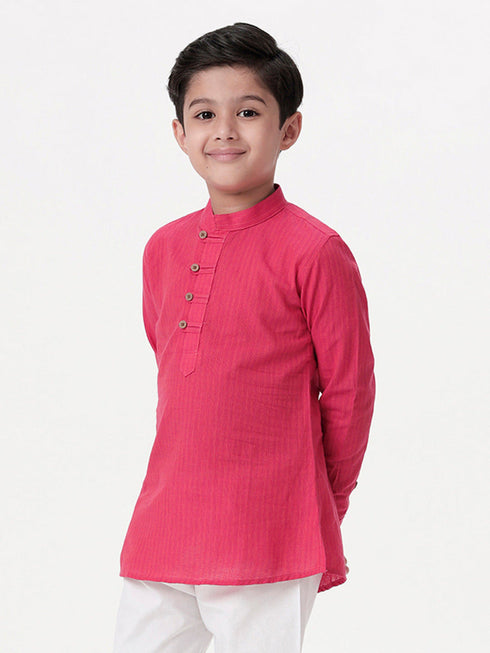 Ramraj Cotton Boys Breeze Cotton Full Sleeves Dark Pink Kurta