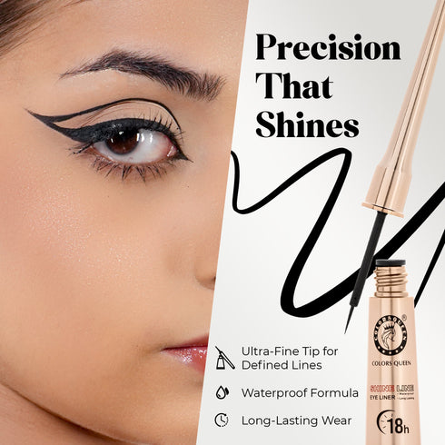 Colors Queen Shine Line Long Lasting Waterproof Eyeliner (Black) | 6 ML