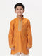 Ramraj Cotton Boys Emerald Full Sleeves Orange Kurta