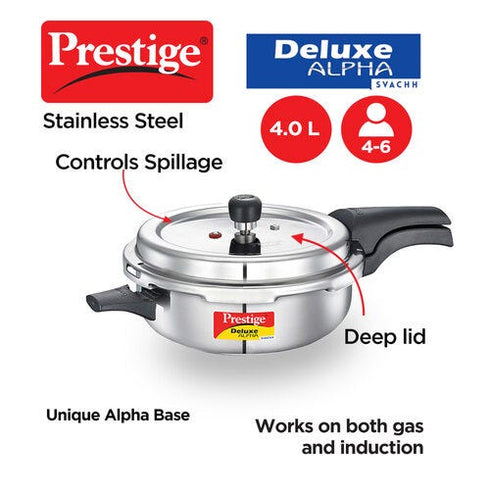 Prestige Deluxe Alpha Svachh Stainless Steel Pressure Cooker 4 L