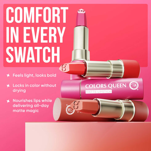 Colors Queen Lippie Creamy Matte Lipstick in 18 Rich Shades