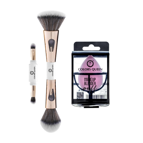 Colors Queen 4-in-1 Multi-Functional Brush and Beauty Blender Puff Combo