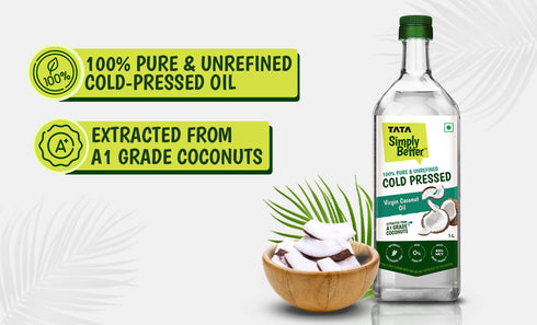 Tata Simply Better Virgin Coconut Oil 1L | 100% Pure | Unrefined & Cold-pressed | Hexane-Free