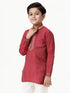 Ramraj Cotton Boys Emerald Full Sleeves Red Kurta
