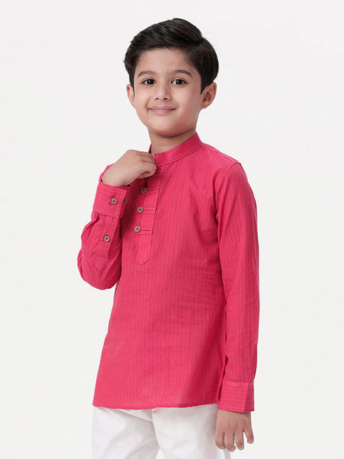 Ramraj Cotton Boys Breeze Cotton Full Sleeves Dark Pink Kurta