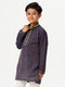 Ramraj Cotton Boys Emerald Full Sleeves Navy Blue Kurta